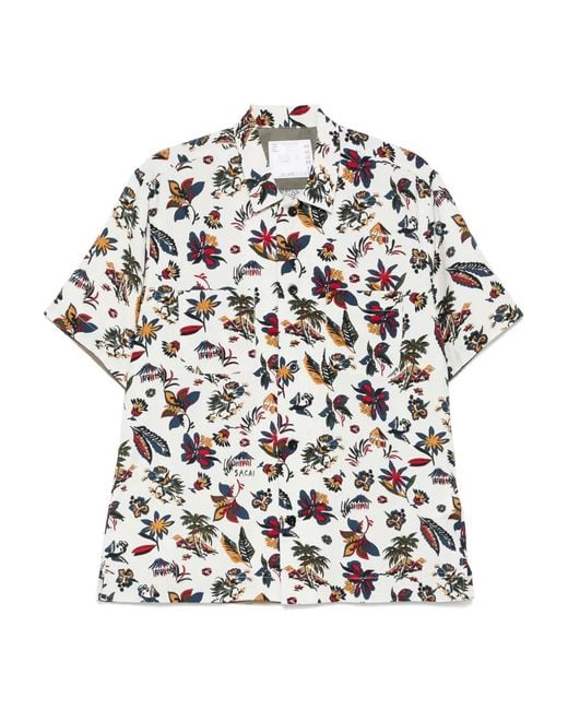 Sacai White Printed Shirt for men