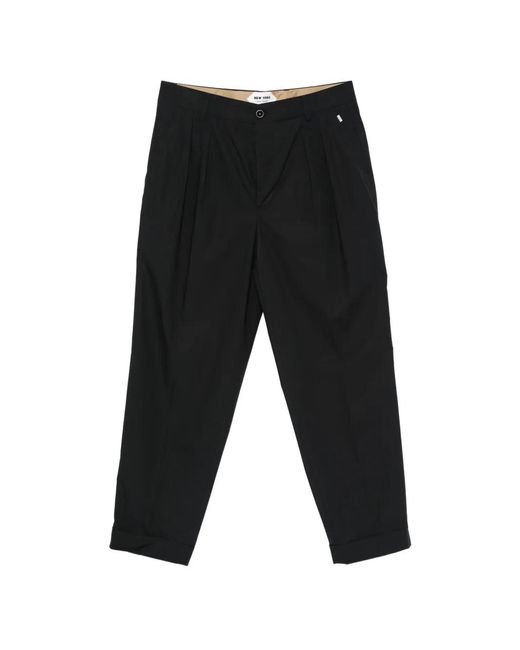 NEW YORK RESIDENT Black John Pleated Turned-Up Trousers for men