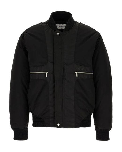 Off-White c/o Virgil Abloh Black Zip Bomber Jacket for men