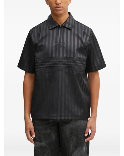 Adidas Black Striped Logo Polo Shirt for men