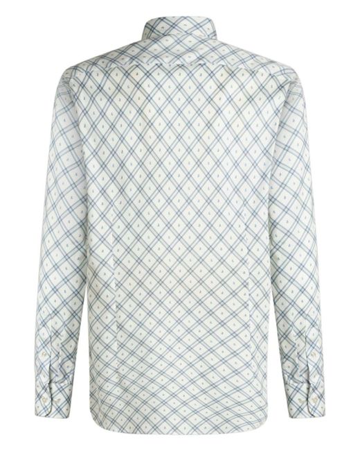 Etro White Micro-paisley Check Shirt for men