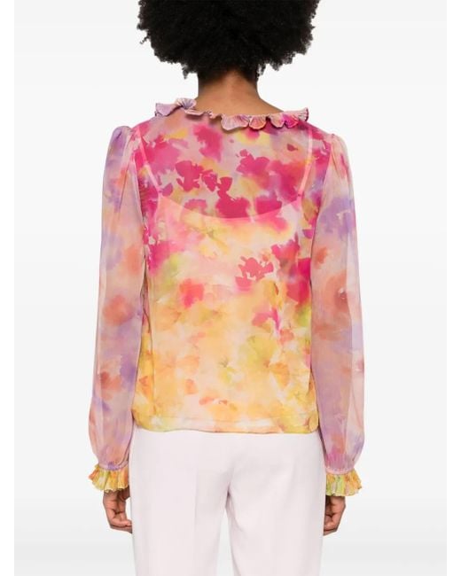 Twinset Pink Floral-Print Georgette Blouse