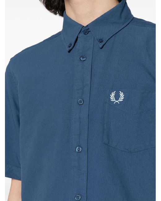 Fred Perry Overhemd Met Geborduurd Logo in het Blue voor heren
