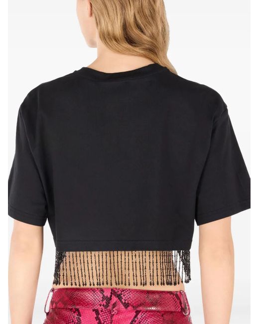 Roberto Cavalli ビーズフリンジ クロップドトップ Black