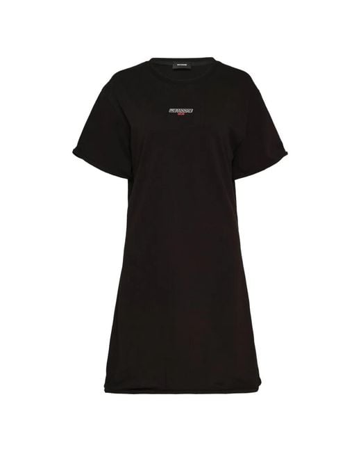 we11done Black Robe Courte À Logo Imprimé