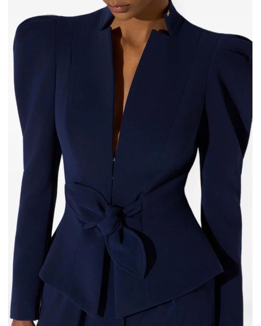 Elisabetta Franchi Blue Lightweight Crêpe Jacket With Bow