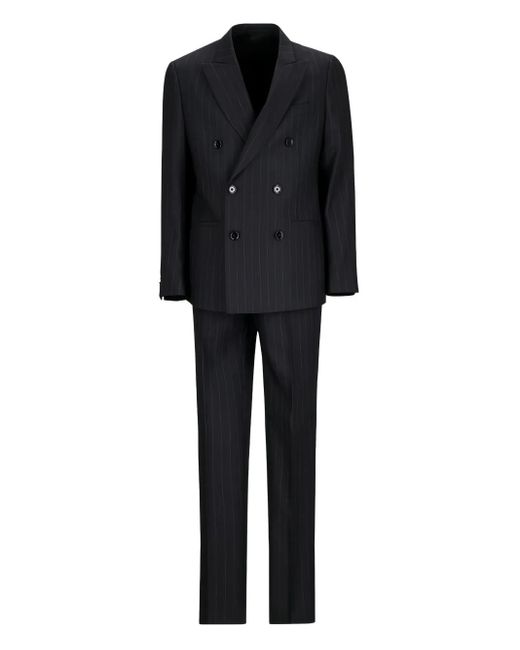 Lardini Black Pinstripe Double-Breasted Suit for men