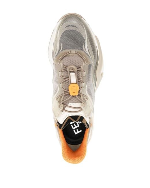 Fendi White Neutral Flow Panelled Runner Sneakers for men