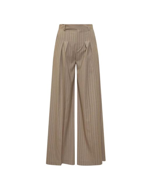 LE SULLY STUDIO Natural Pinstripe Pleated Trousers