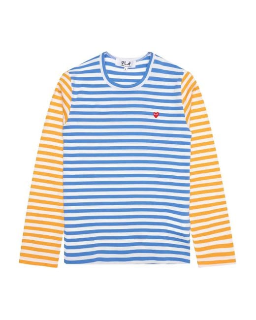 COMME DES GARÇONS PLAY Blue Striped Long-Sleeve T-Shirt