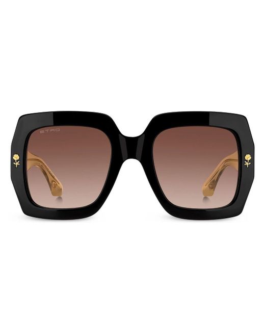 Etro Black Square-frame Logo-plaque Sunglasses