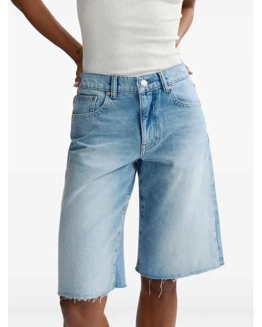 DL1961 Blue Raw-Cut Denim Shorts