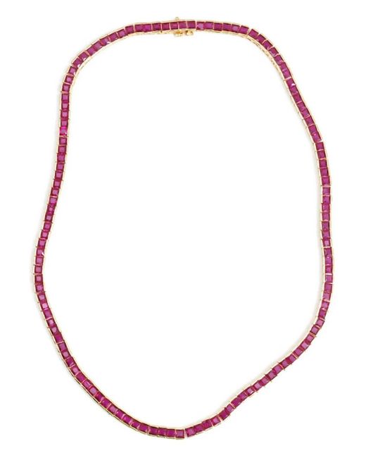 Izabel Display Pink Tennis Halskette Mit Eckigem Anhänger