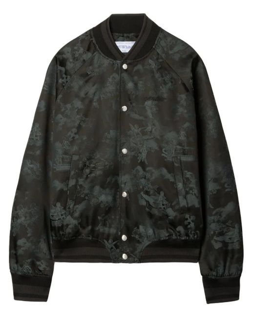 Off-White c/o Virgil Abloh Black Fresco Souvenir Varsity Bomber Jacket for men