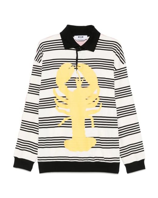 Polo A Righe di MSGM in Gray da Uomo