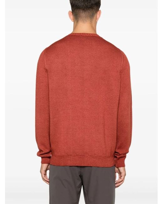 Fedeli Red Merino-Wool Sweater for men