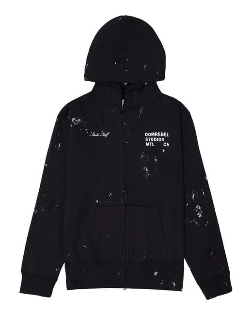 DOMREBEL Blue Staff Paint-Splatter Zip Hoodie for men