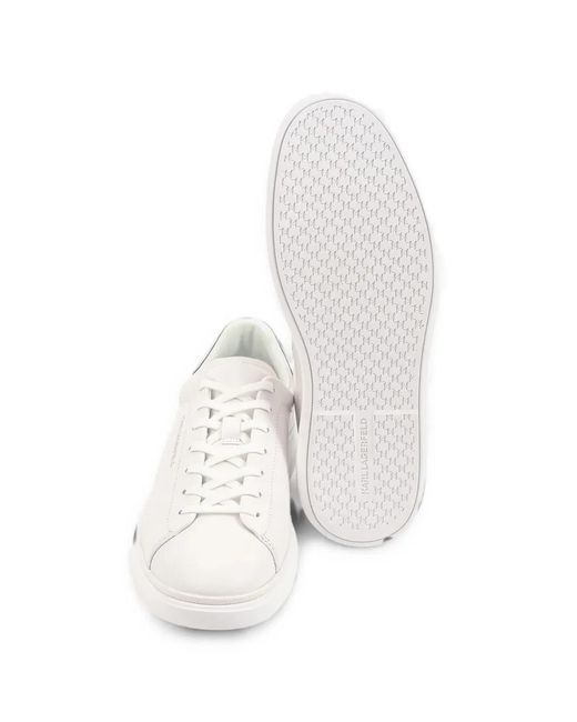 Karl Lagerfeld White Logo-Embossed Leather Sneakers for men
