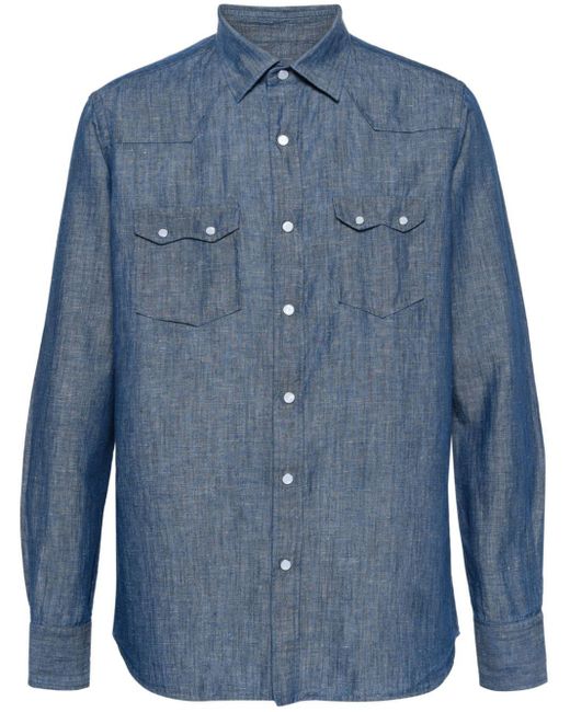 Lardini Blue Chambray Longsleeved Shirt for men