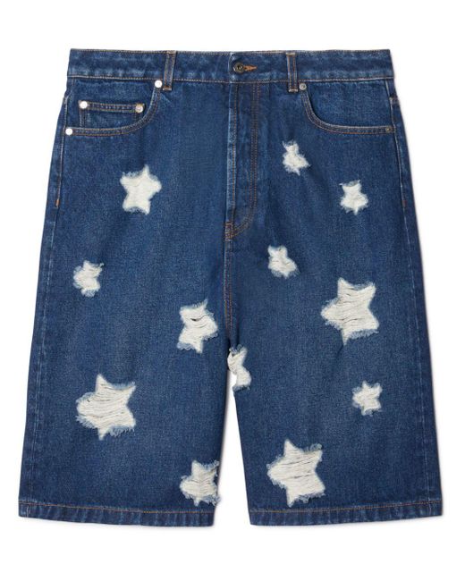 Off-White c/o Virgil Abloh Blue Stars Den Ripped Denim Shorts for men