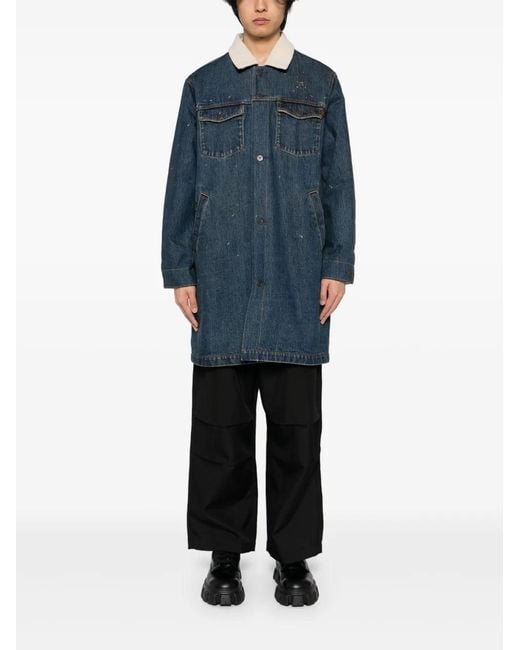 Undercover Blue Single-Breasted Coat for men