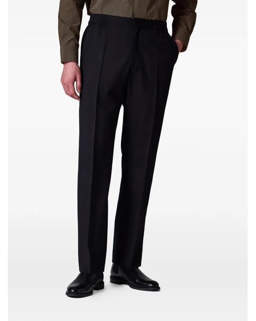 Paul Smith Black Elasticated-Waistband Concealed-Fastening Trousers for men