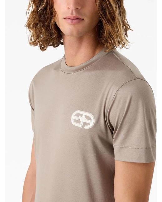 Emporio Armani Gray Logo-Embroidered Crew-Neck T-Shirt for men