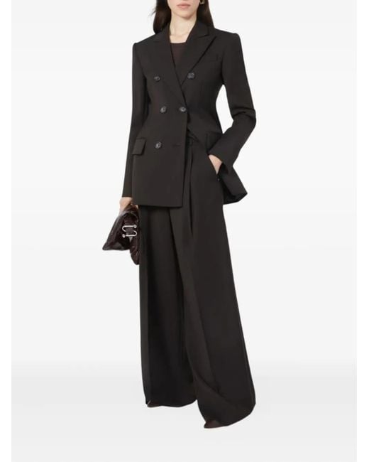 Sportmax Black Button Wool Trousers