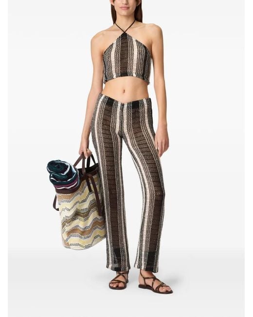 Missoni White Striped-Pattern Halterneck Top