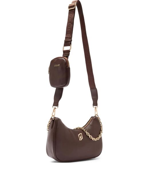 Liu Jo White Small Chain-Embellished Crescent Shoulder Bag