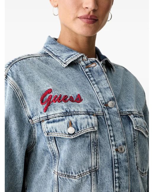 Guess Blue Sequin-Embellished Denim Jacket