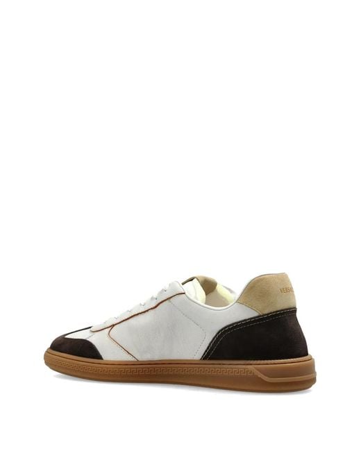 Versace White Baskets Greca Court En Daim for men
