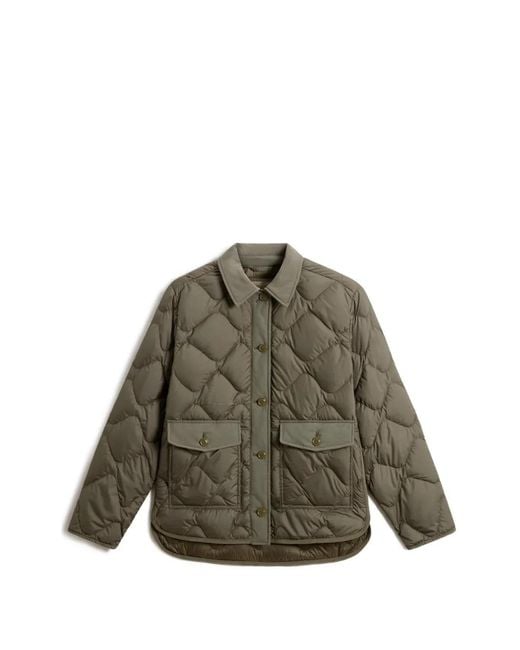 Woolrich Green Heritage Stand Up Collar Quilted Jacket
