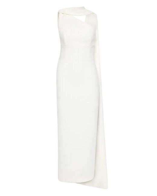 Rachel Gilbert White Clara Asymmetric-Detail Midi Dress