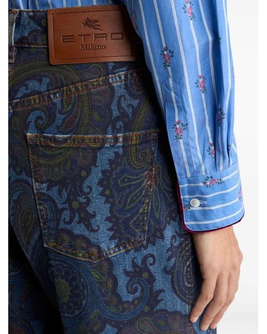 Etro Blue Wide-Leg Jeans