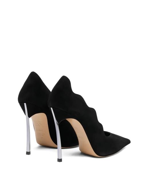 Casadei Black Spitze Pumps mit Wellensaum