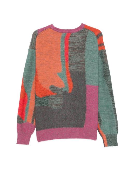 Paul Smith Green Abstract-Pattern Crew Neck Sweater for men