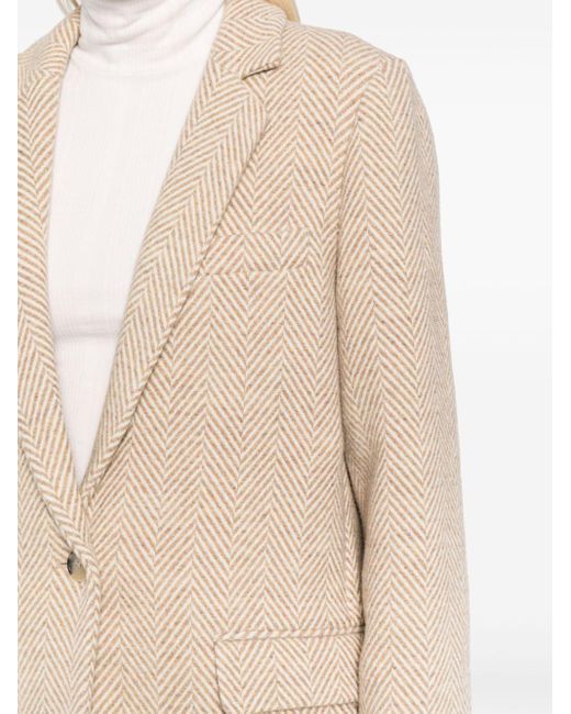 Isabel Marant Natural Charlyne Herringbone Wool Blazer