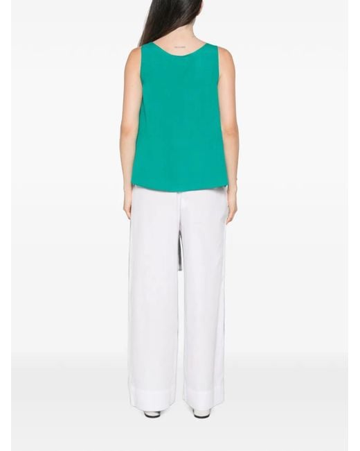 MOUTAKI Green Scoop-Neck Sleeveless Blouse