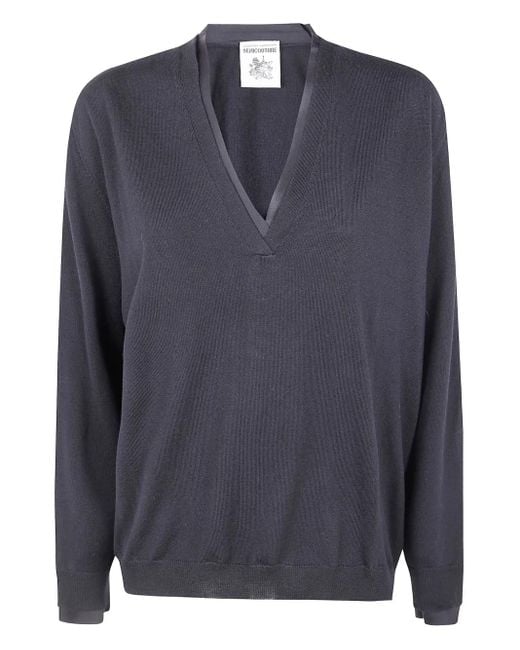 Jersey con cuello en V Semicouture de color Blue