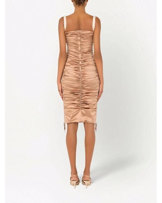 Dolce & Gabbana Natural Ruched Mid-Length Dress