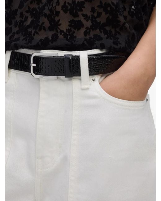 Karl Lagerfeld Black Croc-Effect Leather Belt