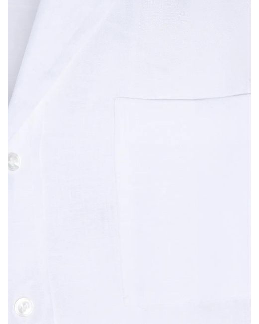 Lardini White Camp-Collar Pocket Shirt for men