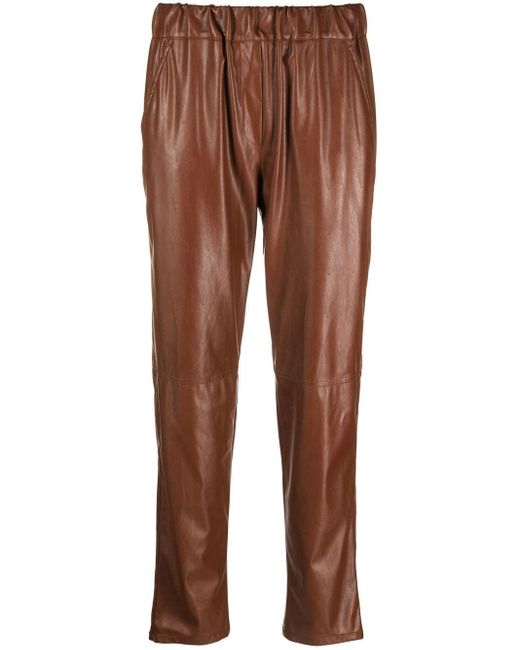 Antonelli Fake-leather Pantalone in Brown | Lyst