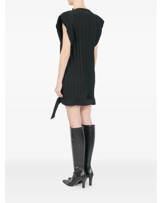 MM6 by Maison Margiela Black Pleated Sleeveless Mini Dress
