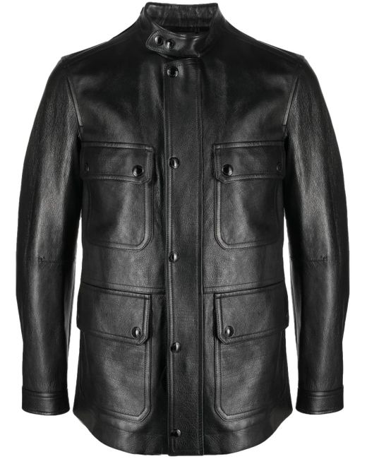 Tom Ford Black Zip-Up Leather Jacket for men