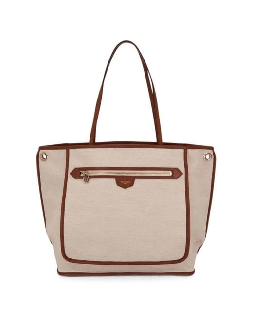 Moreau Gray Saint Tropez Monogram-Pattern Leather-Trim Tote Bag