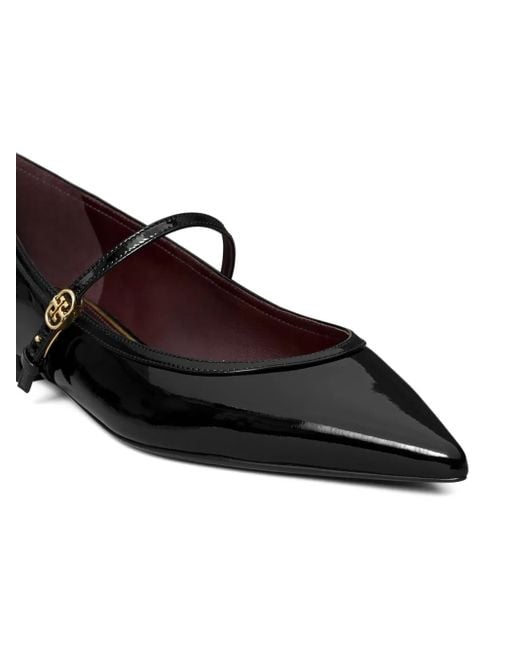 Tory Burch Black Double T-Buckle Ballet Flats