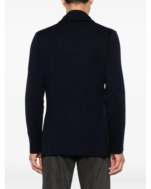Lardini Blue Double-Breasted Patch-Pocket Jacket for men