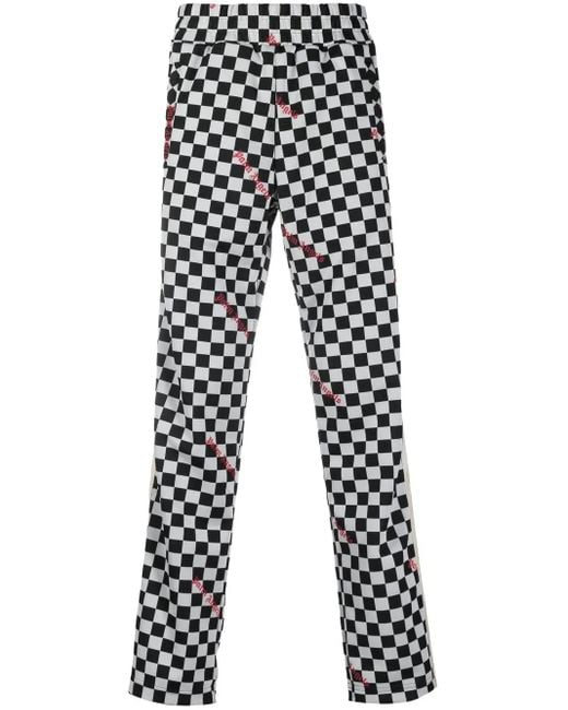 Palm Angels Black Check-Pattern Track Pants for men